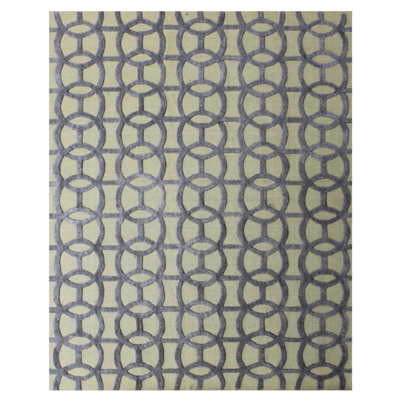 Windsor Handloomed Wool/Bamboo Silk Blue/Beige 8'x10' Area Rug