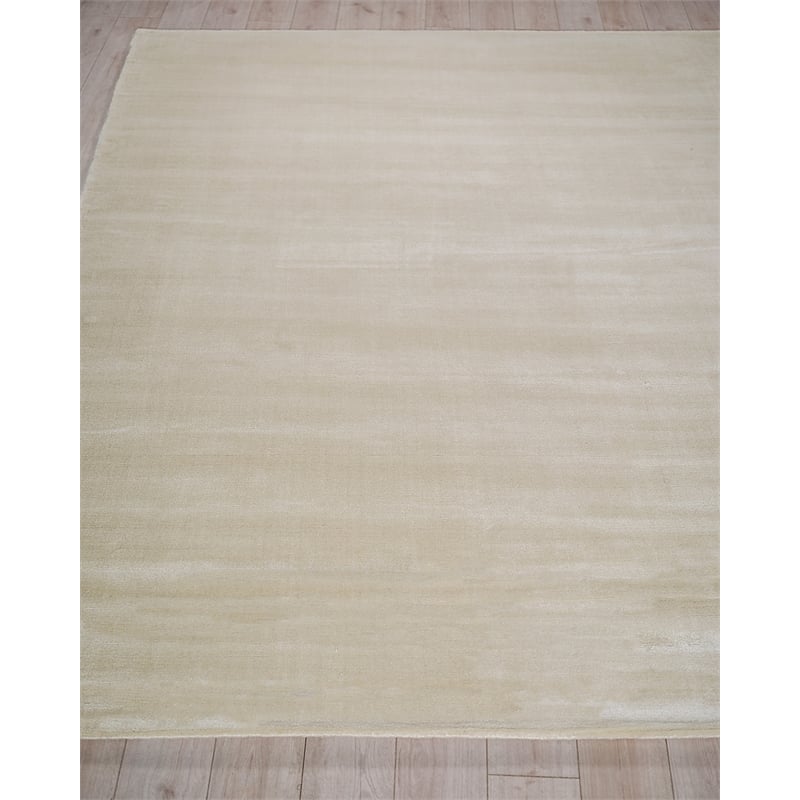 Velutto Modern Handloomed Silky Nylon Light Beige 12'x15' Area Rug