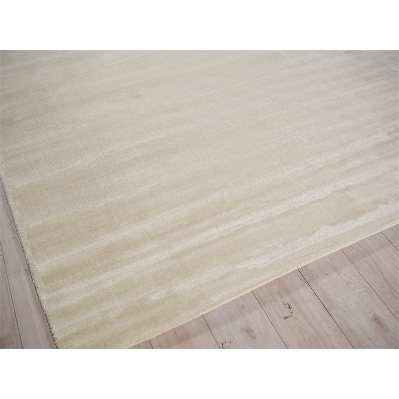 Velutto Modern Handloomed Silky Nylon Light Beige 12'x18' Area Rug