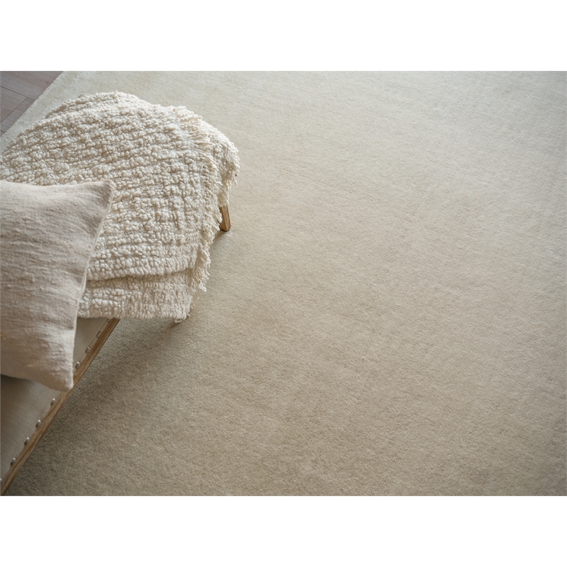 Velutto Modern Handloomed Silky Nylon Light Beige 12'x18' Area Rug