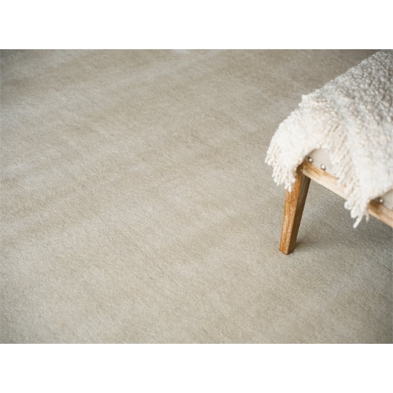 Velutto Modern Handloomed Silky Nylon Light Beige 15'x15' Square Area Rug