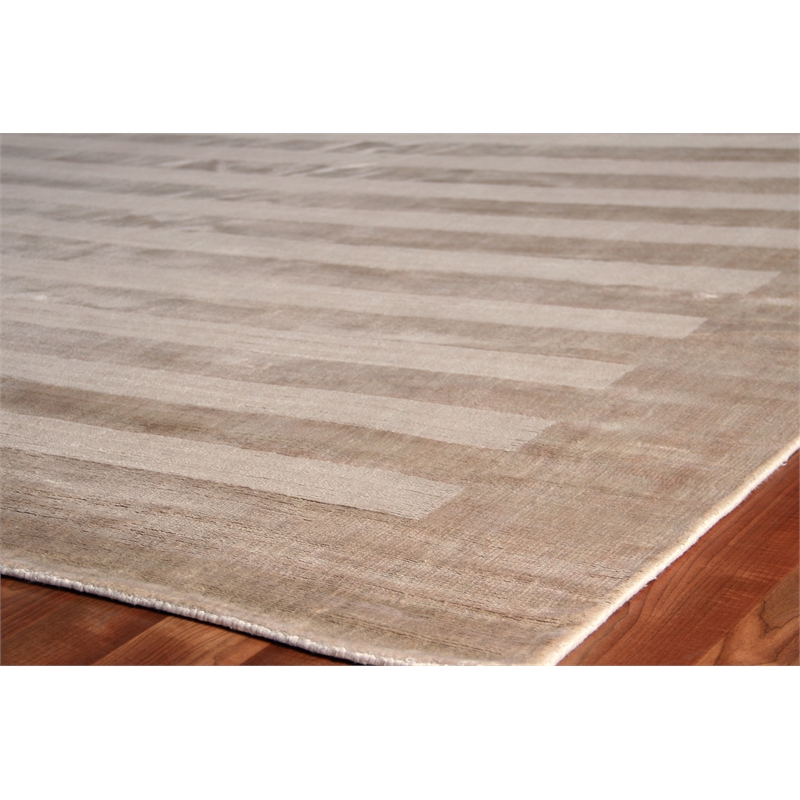 Wide Stripe Handloomed Viscose Light Beige 14'6