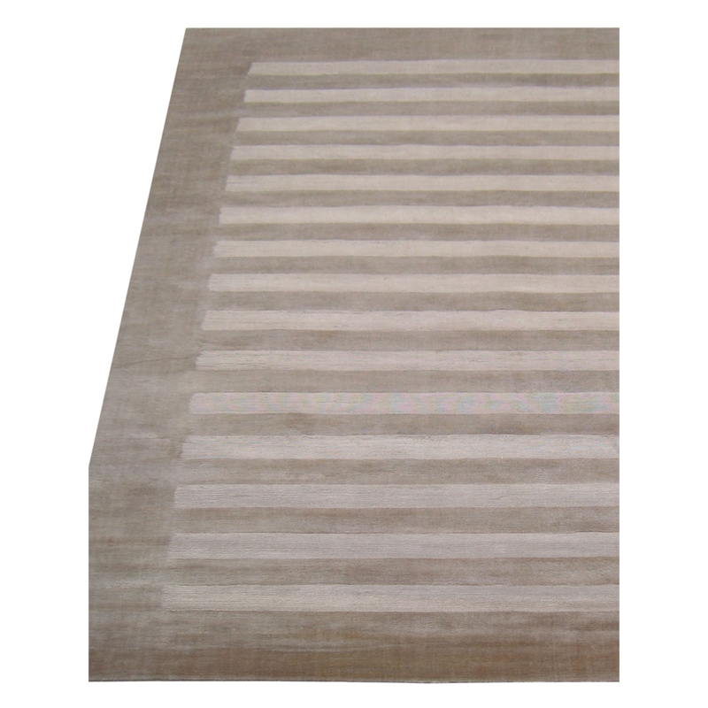 Wide Stripe Handloomed Viscose Light Beige 14'6