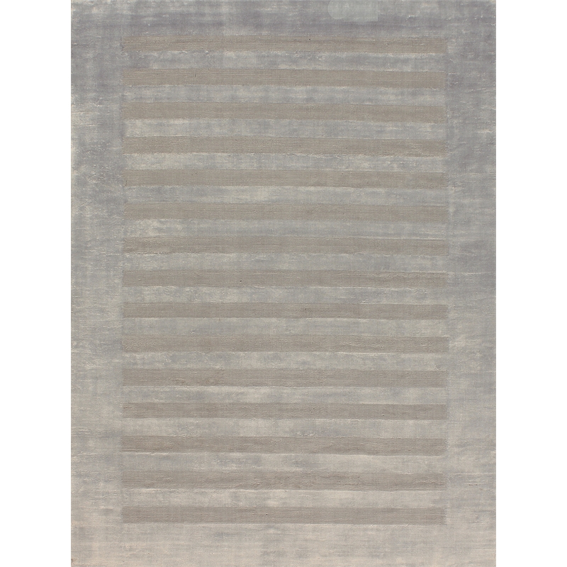 Wide Stripe Handloomed Viscose Light Beige 5'x8' Area Rug