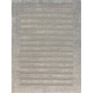 Wide Stripe Handloomed Viscose Light Beige 5'x8' Area Rug
