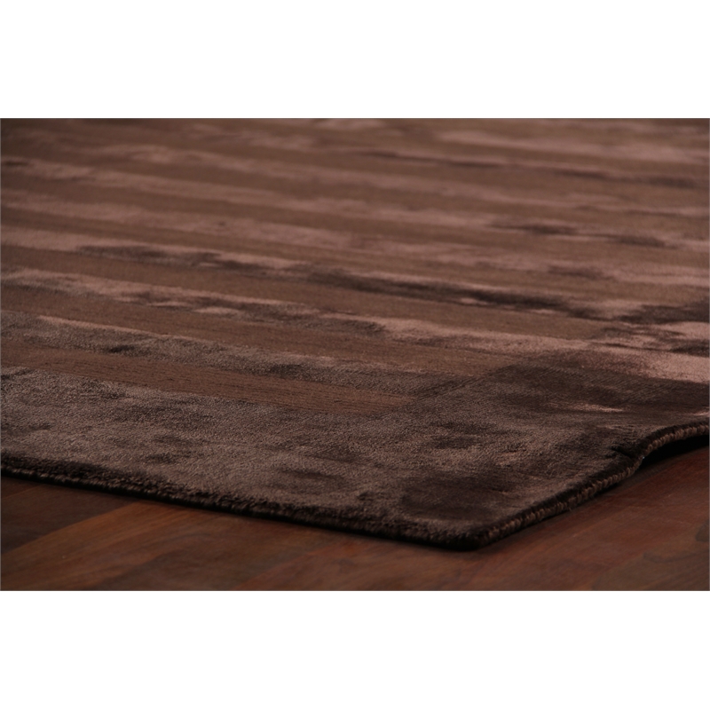Wide Stripe Handloomed Viscose Chocolate 12'x15' Area Rug