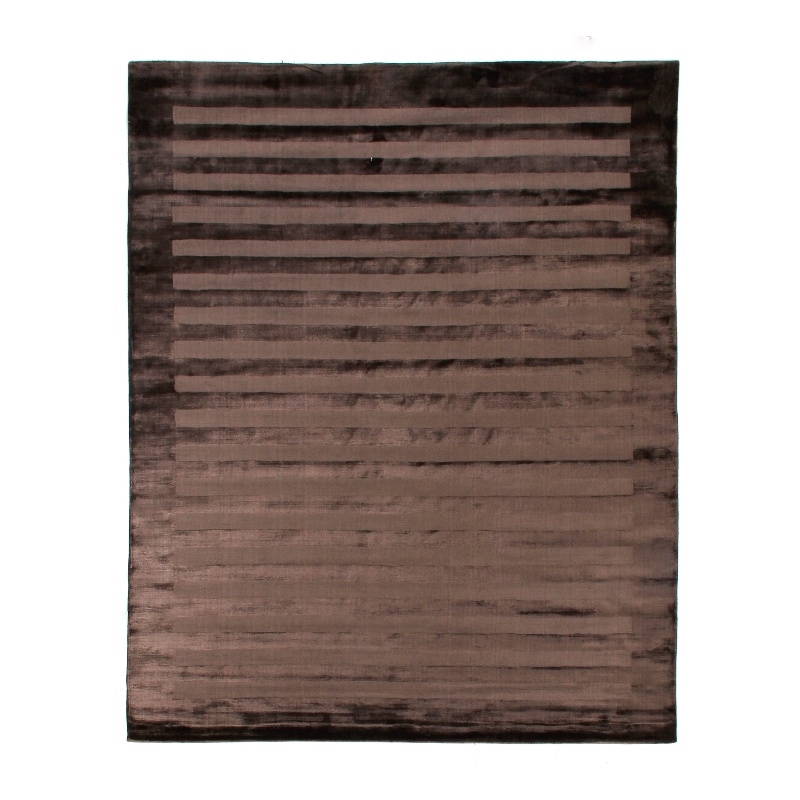 Wide Stripe Handloomed Viscose Chocolate 12'x15' Area Rug