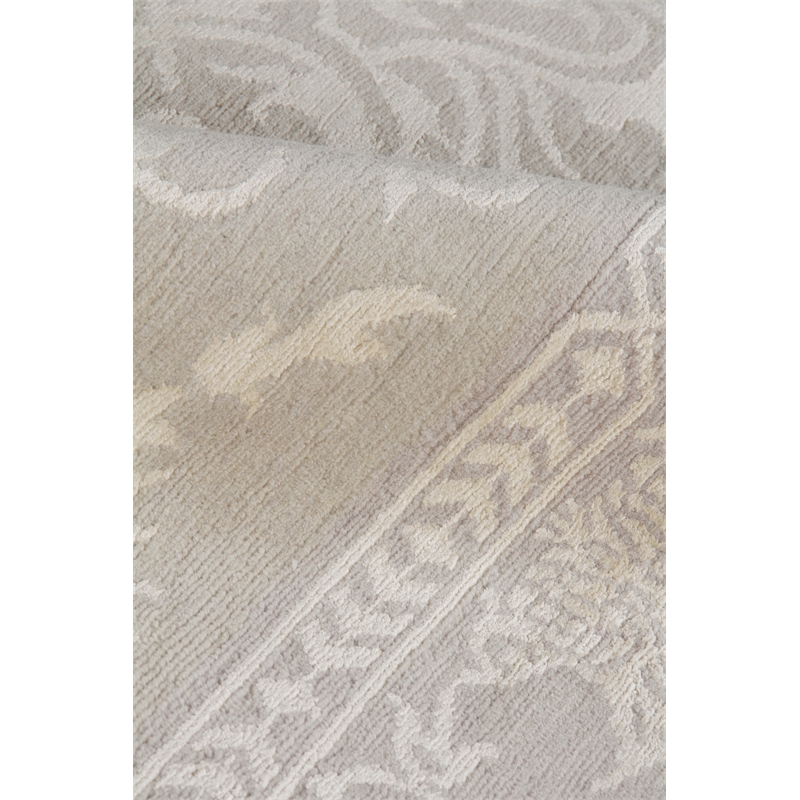 Velvet Hand-Knotted Silk Ivory/Silver 12'x15' Area Rug