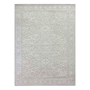 Velvet Hand-Knotted Silk Ivory/Silver 14'x18' Area Rug