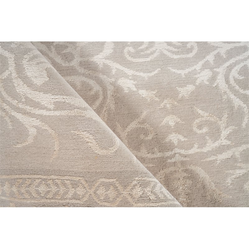 Velvet Hand-Knotted Silk Ivory/Silver 3'x9'6