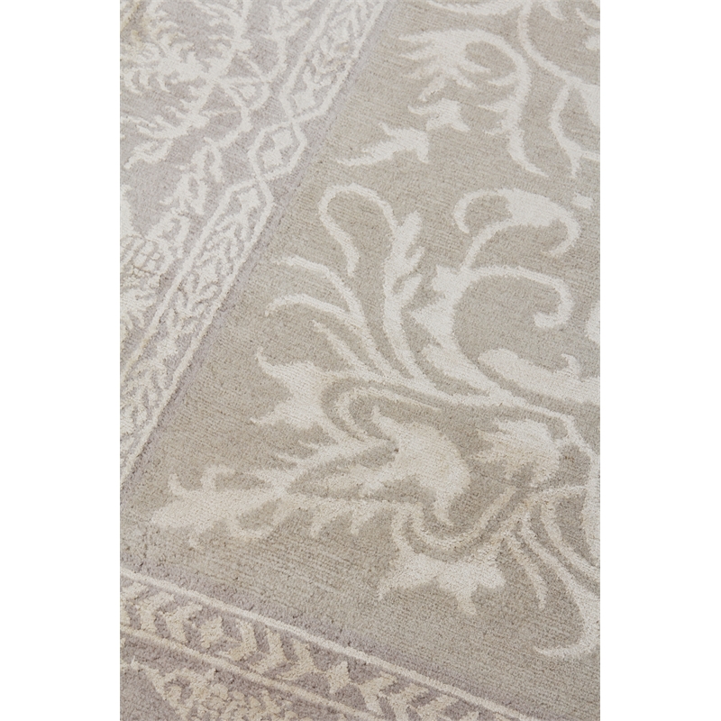 Velvet Hand-Knotted Silk Ivory/Silver 8'x10' Area Rug