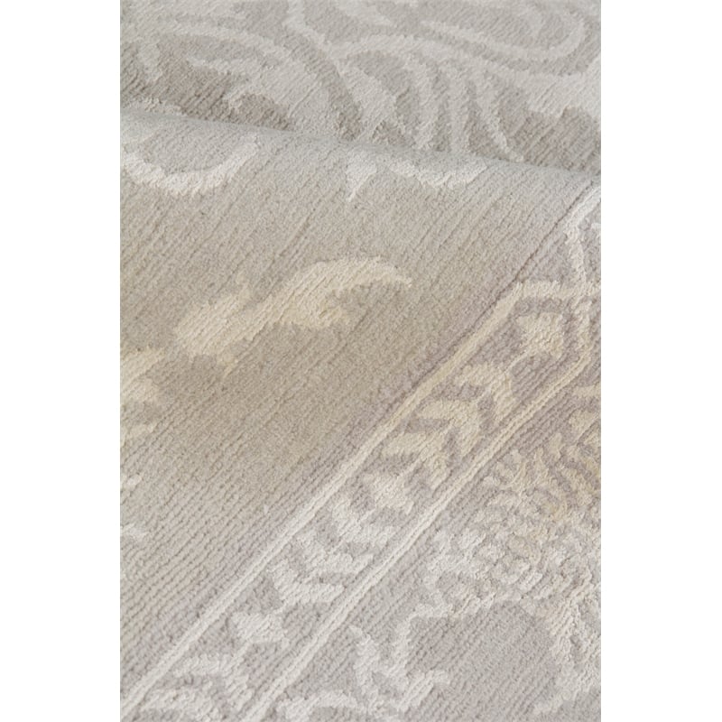 Velvet Hand-Knotted Silk Ivory/Silver 8'x10' Area Rug