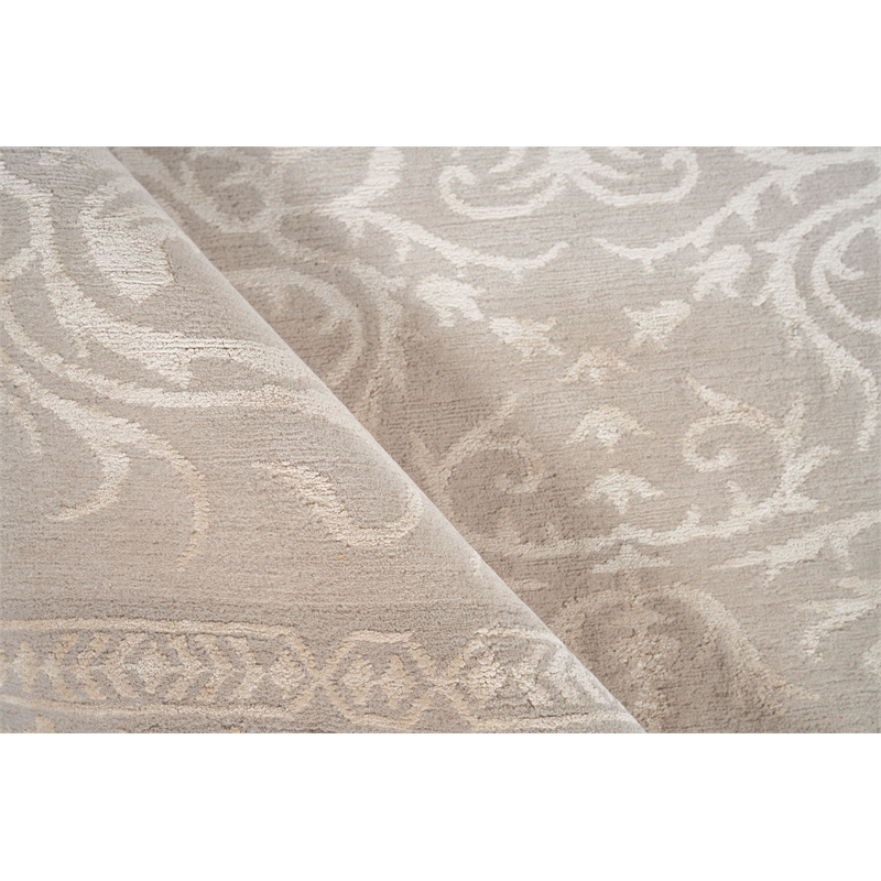 Velvet Hand-Knotted Silk Ivory/Silver 8'x10' Area Rug