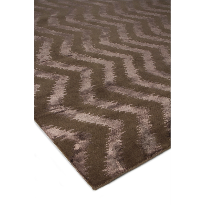 Vero Hand-Knotted Wool/Bamboo Silk Chocolate 8'x10' Area Rug