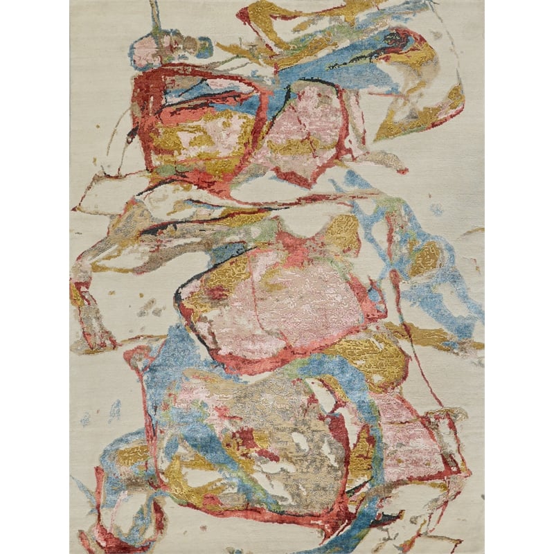 Vibrance Hand-Knotted Wool/Bamboo Silk Pink/Red/Blue/Multi 8'x10' Area Rug
