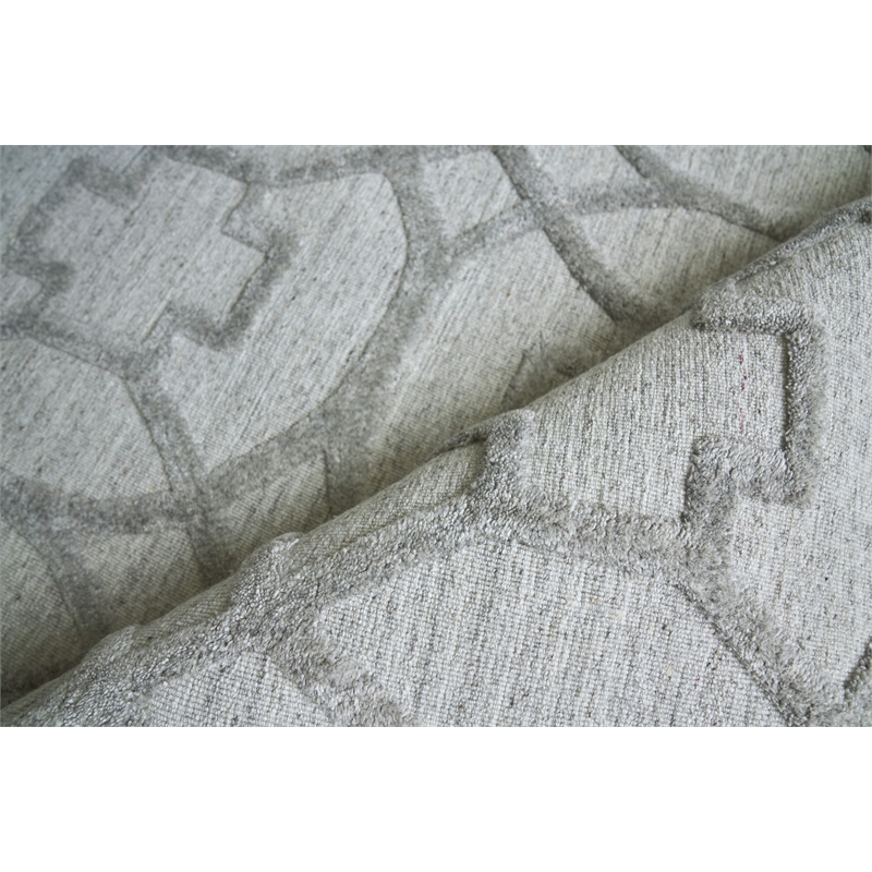 Windsor Handloomed Wool/Bamboo Silk Light Silver 10'x14' Area Rug