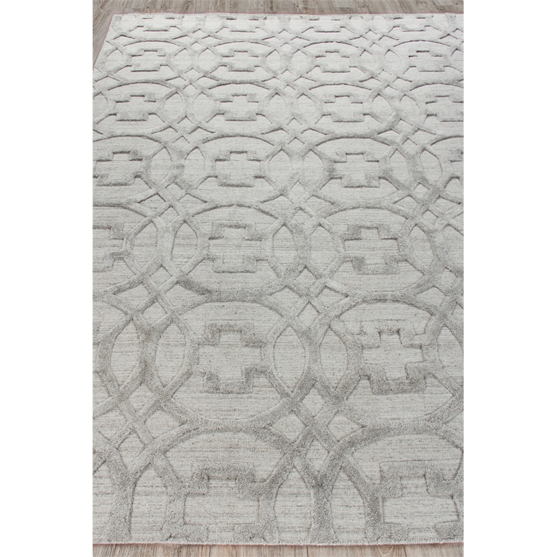 Windsor Handloomed Wool/Bamboo Silk Light Silver 4'x6' Area Rug