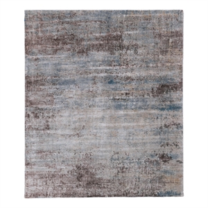 Vintage Heirloom Handloomed Bamboo Silk Gray/Brown/Blue 10'x14' Area Rug