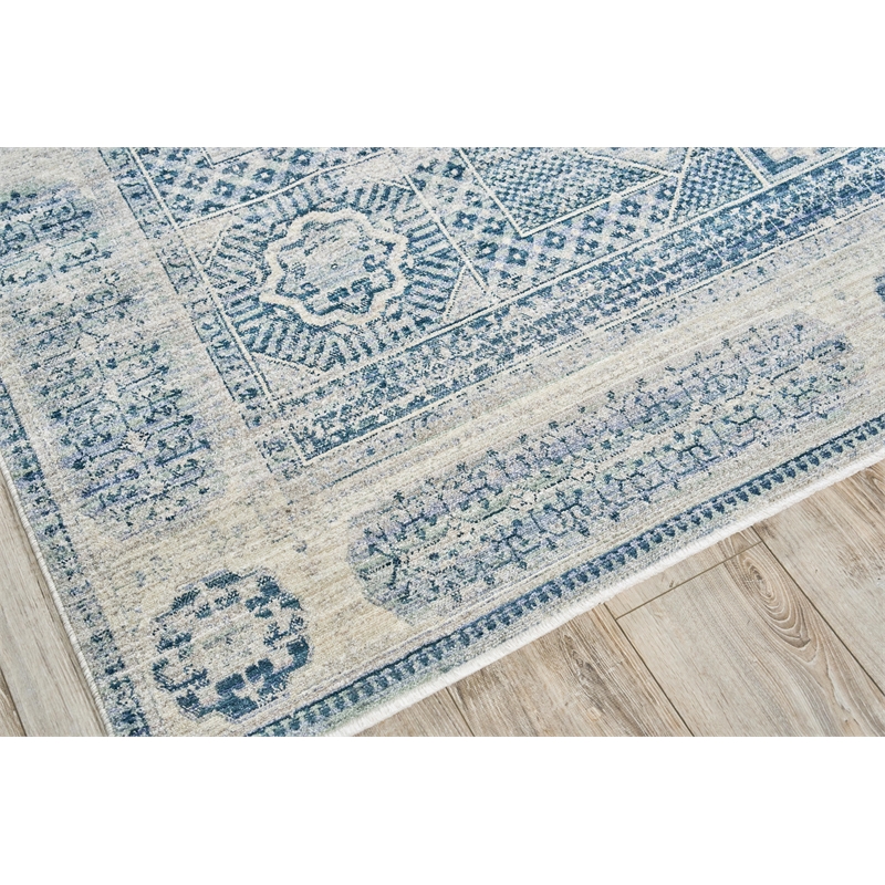 Vintage Looms Power Loom Polyester Light Blue/Blue 12'x15' Area Rug