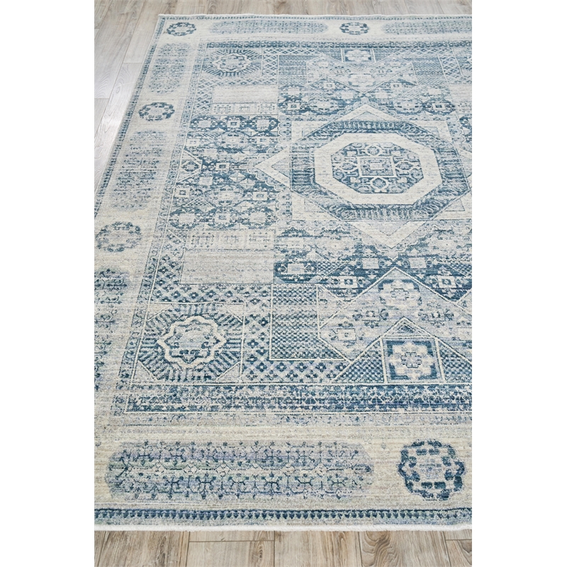 Vintage Looms Power Loom Polyester Light Blue/Blue 12'x15' Area Rug