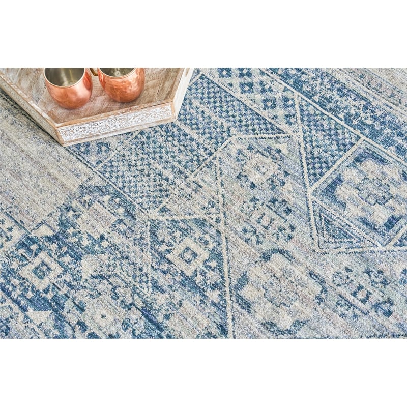 Vintage Looms Power Loom Polyester Light Blue/Blue 2'x3' Area Rug