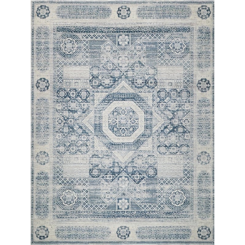 Vintage Looms Power Loom Polyester Light Blue/Blue 2'x3' Area Rug