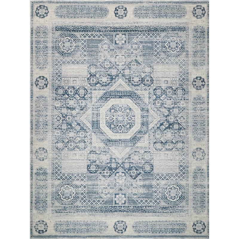 Vintage Looms Power Loom Polyester Light Blue/Blue 9'x12' Area Rug