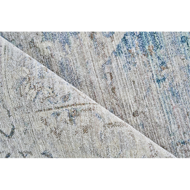 Vintage Looms Power Loom Polyester Light Blue/Beige 4'x12' Area Rug