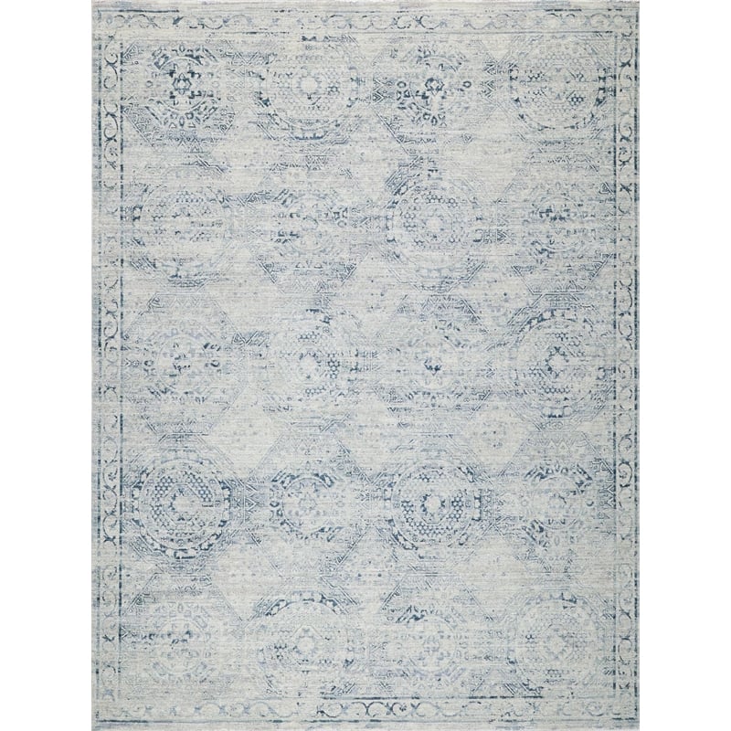 Vintage Looms Power Loom Polyester Light Blue/Blue 2'x3' Area Rug