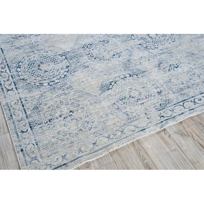 Vintage Looms Power Loom Polyester Light Blue/Blue 4'x6' Area Rug