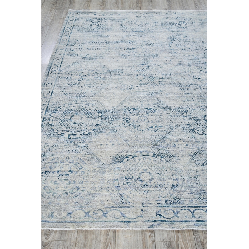 Vintage Looms Power Loom Polyester Light Blue/Blue 4'x6' Area Rug