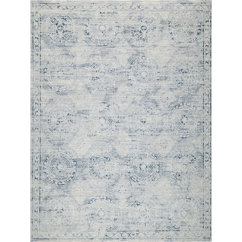 Vintage Looms Power Loom Polyester Light Blue/Blue 4'x6' Area Rug