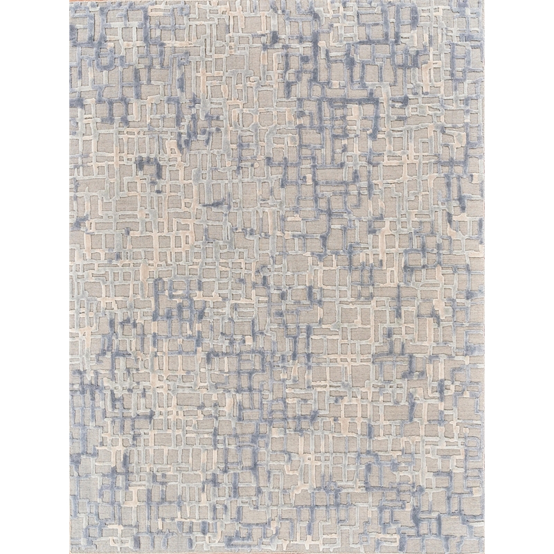 Vista Handloomed Wool/Bamboo Silk Gray/Blue 10'x14' Area Rug