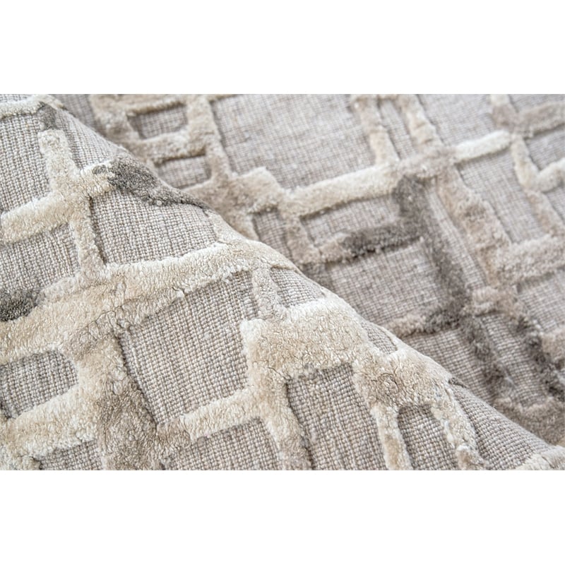 Vista Handloomed Wool/Bamboo Silk Mocha Beige 9'x12' Area Rug