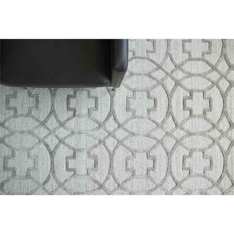 Windsor Handloomed Wool/Bamboo Silk Light Silver 8'x10' Area Rug