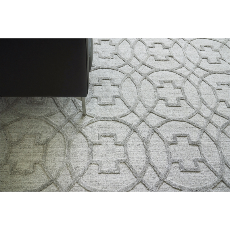 Windsor Handloomed Wool/Bamboo Silk Light Silver 9'x12' Area Rug