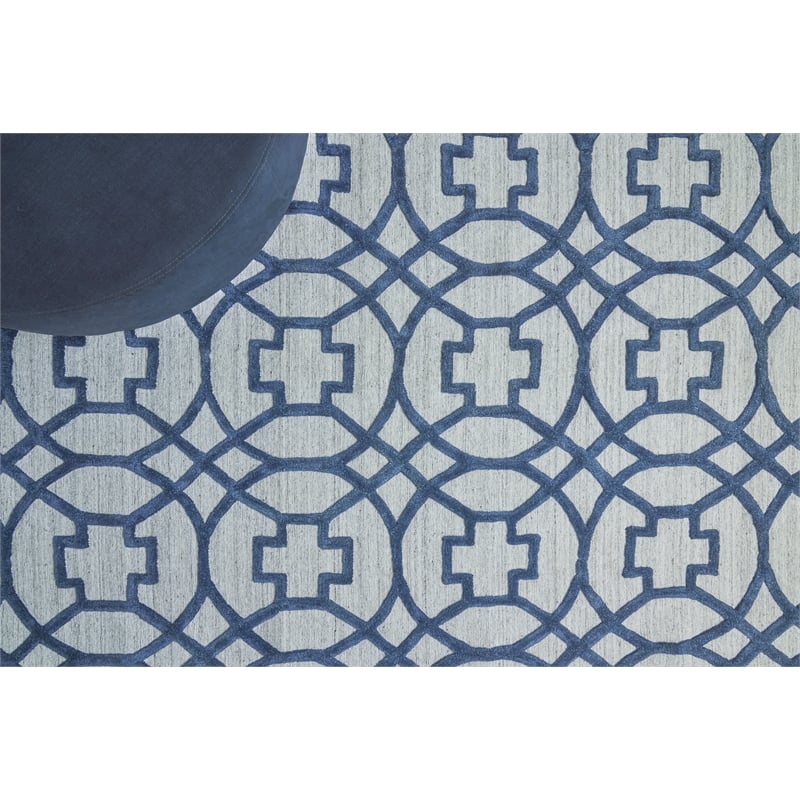 Windsor Handloomed Wool/Bamboo Silk Dark Blue/Gray 10'x14' Area Rug