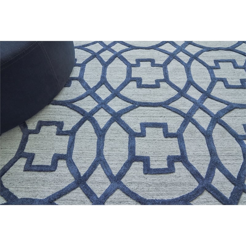 Windsor Handloomed Wool/Bamboo Silk Dark Blue/Gray 8'x10' Area Rug