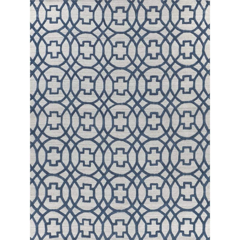 Windsor Handloomed Wool/Bamboo Silk Dark Blue/Gray 8'x10' Area Rug