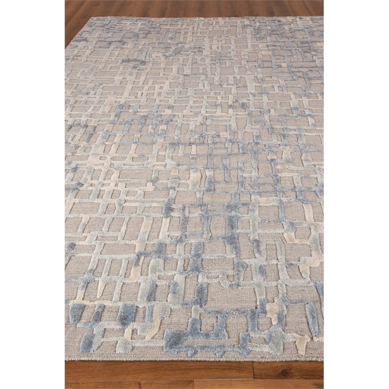 Vista Handloomed Wool/Bamboo Silk Gray/Blue 12'x12' Square Area Rug