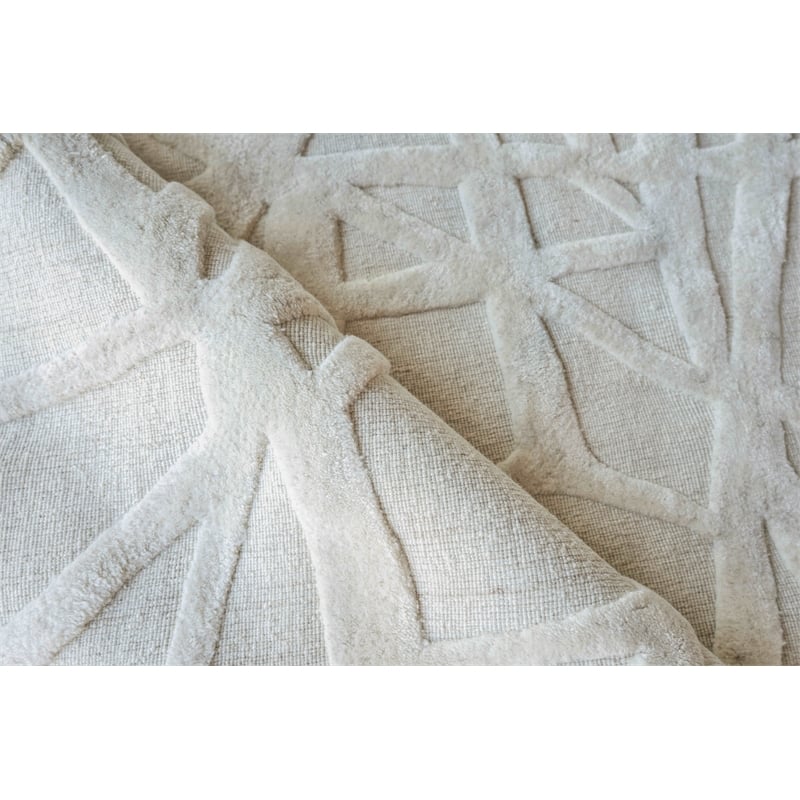 Windsor Handloomed Wool/Bamboo Silk Silver 4'x6' Area Rug