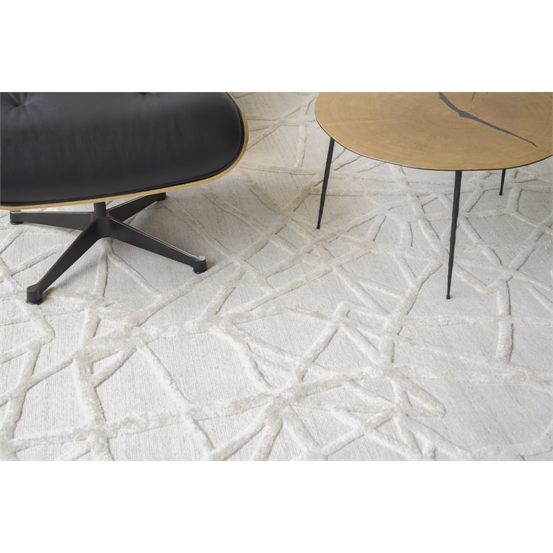 Windsor Handloomed Wool/Bamboo Silk Silver 8'x10' Area Rug