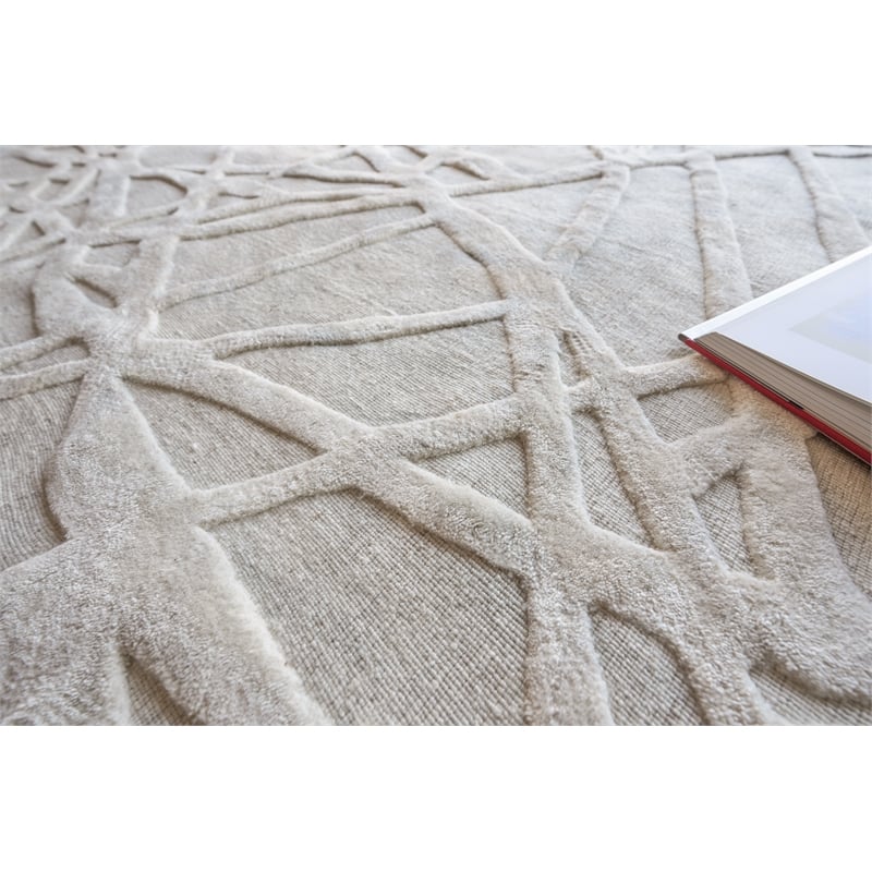 Windsor Handloomed Wool/Bamboo Silk Silver 9'x12' Area Rug