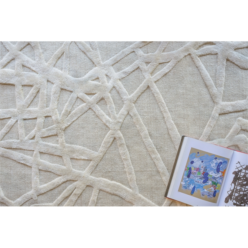 Windsor Handloomed Wool/Bamboo Silk Silver 9'x12' Area Rug