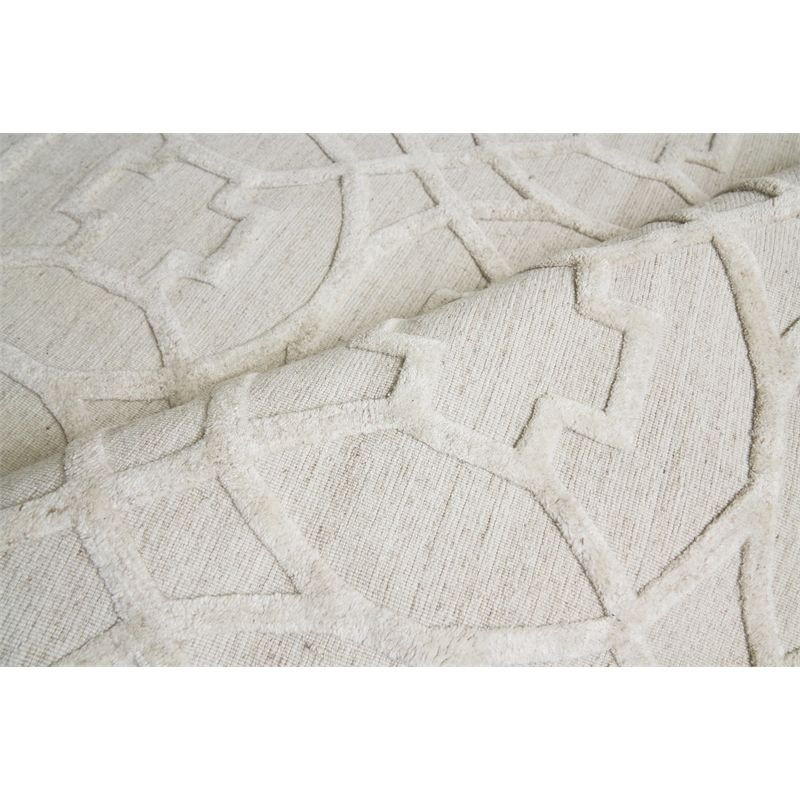 Windsor Handloomed Wool/Bamboo Silk Beige 12'x15' Area Rug