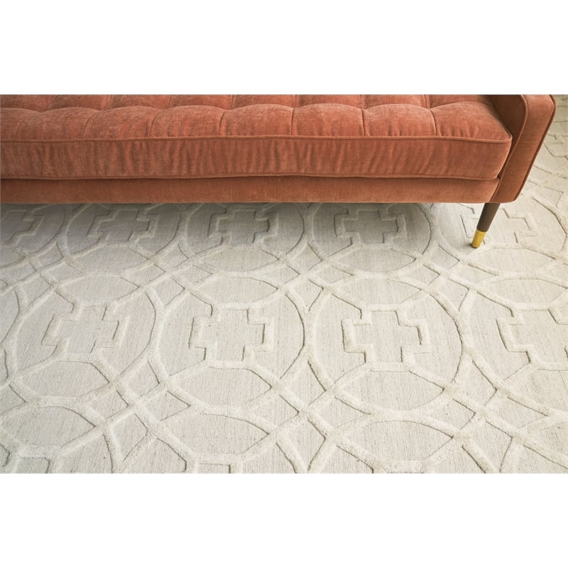 Windsor Handloomed Wool/Bamboo Silk Beige 12'x15' Area Rug
