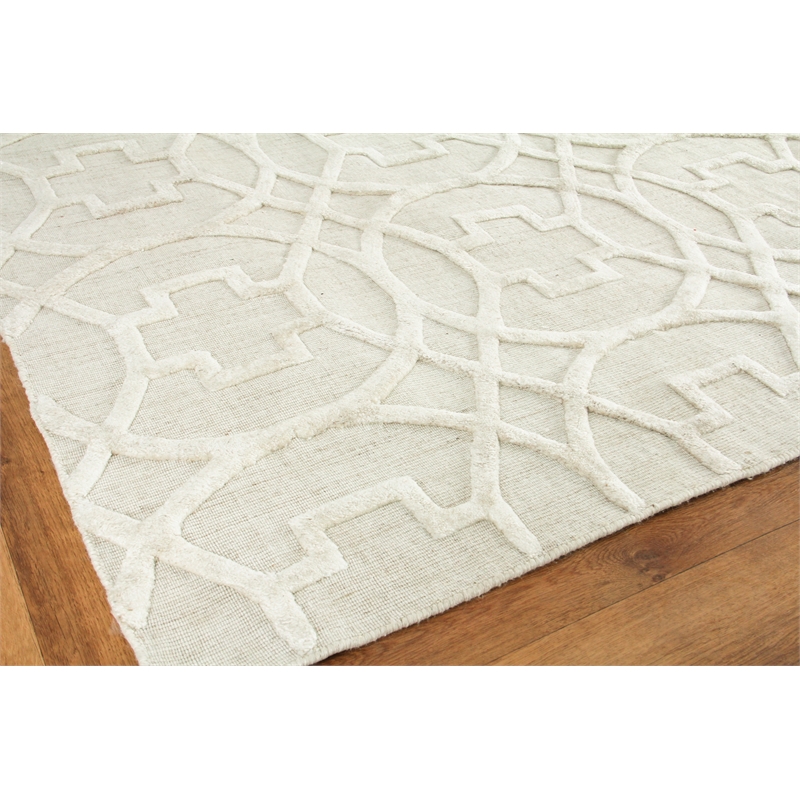 Windsor Handloomed Wool/Bamboo Silk Beige 4'x6' Area Rug