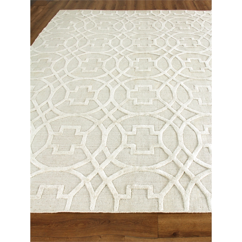 Windsor Handloomed Wool/Bamboo Silk Beige 4'x6' Area Rug