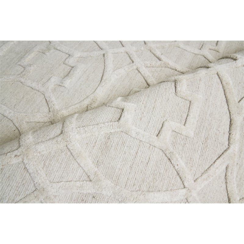 Windsor Handloomed Wool/Bamboo Silk Beige 4'x6' Area Rug