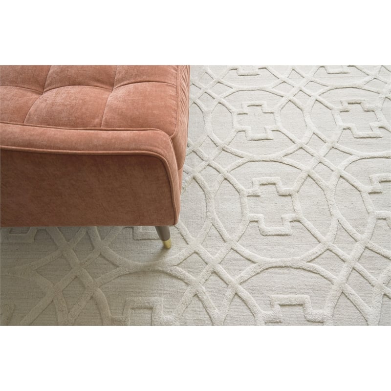 Windsor Handloomed Wool/Bamboo Silk Beige 6'x9' Area Rug